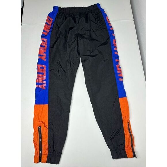 Forever 21 Pony Women's Windbreaker Pants Size L Black Orange Blue Y2K Notes - Picture 4 of 14